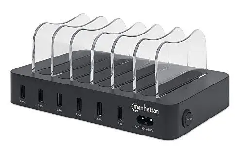 Produktbild: Manhattan 102254 USB-Ladestation Steckdose Ausgangsstrom (max.) 2.4 A 6 x USB 3.0 Buchse A