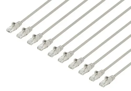 Produktbild: Manhattan 603324 LAN Kabel Cat 6A - 0,25m - 10 Stück - RJ45 Ethernet Netzwerkkabel - S/FTP Geschirmt - Kompatibel zu Cat-6 & Cat-7 - Grau
