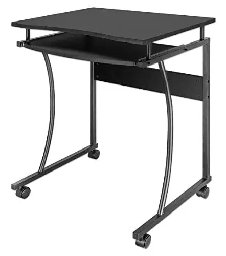 Produktbild: Manhattan Kompakter Schreibtisch mit ausziehbarer Tastaturablage, MDF-Holzfaser, Schwarz, (B x L x H) 600 x 480 x 15 mm