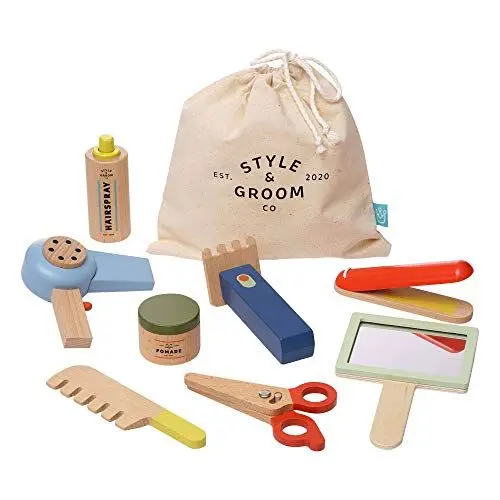 Produktbild: Manhattan Toy Style & Groom 9-teiliges Holz-Kleinkind & Kinder so tun, als würden Sie Spielen, Haarstyling- und Pflegeset