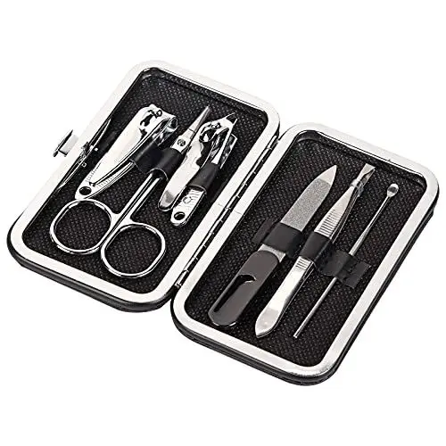 Produktbild: Maniküre Set Anself Pediküre Kit, 6 teiliges Nagelhautschieber Nagelfeilen Nagelscheren Nagelpflege Reise Beauty Kit,Nagelknipser für Finger und Fußnägel mit Nagelfeile und Pinzette Edelstahl