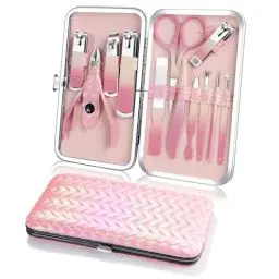 Produktbild: Maniküre Set DUAIU 12Pcs Nagelknipser Kit, Professionelle Edelstahl Pediküre Set Nagelschere Set mit Lagerung Reisekoffer, Mode Maniküre Set für Frauen Männer