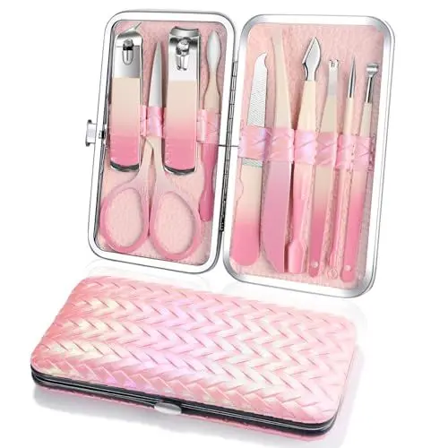 Produktbild: Maniküre Set Nagelknipser Set, 10 Teiliges Pediküre Set Persönliche Pflege Werkzeuge, Tragbares Nagelpflege Set mit Reise Organisator, Maniküre Set Männer Nägel Set Frauen