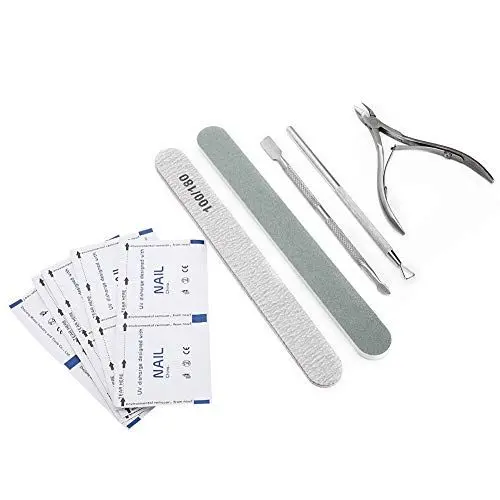 Produktbild: Maniküre-Werkzeug-Set, Edelstahl, Doppelkopf-Nagelfeile, Nagelhautzange, Schieber, Nagellackentferner, Hobelwerkzeug für den Heim- und Salongebrauch