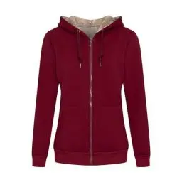 Produktbild: MANLUODANNI Damen Kapuzensweatshirt, Dicker Kapuzenjacke Sweatjacke Kapuzenpullover Damen Hoodie Baumwolle Sweatshirtjacke Frauen Casual Pullover mit Fleecefutter Rot XL