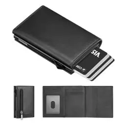 Produktbild: Manmaxim Slim Wallet mit Münzfach Geldbörse Herren mit RFID Schutz, Portmonee Herren Slim Smat Wallet, Pop-up Kartenetui Herren für 10 Karten, Karten Geldbeutel Herren Wallets for Men (Schwarz)