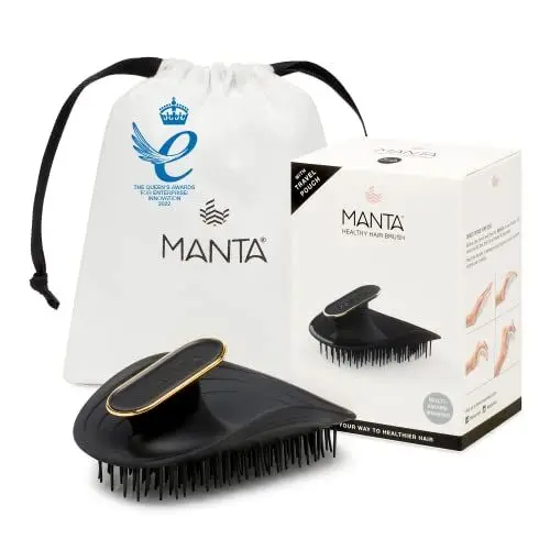Produktbild: Manta Haarbürste ohne Ziepen, Kopfhaut Massagebürste, fördert gesundes Haarwachstum und Durchblutung, Entwirrbürste, für Lockiges und Glattes Haar, Shampoo Bürste, Kopfhautbürste, Schwarz