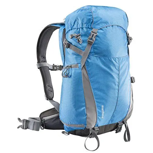 Produktbild: Mantona 20057 Elements Outdoor Rucksack (inkl. Regenschutzhülle, Laptop/Tabletfach, herausnehmbarer Kameratasche mit Tragegurt, geeignet für DSLR, Systemkamera, zwei Objektive und Kleinzubehör) blau