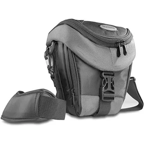 Produktbild: Mantona Colt Kameratasche - Universaltasche inkl. Schnellzugriff, Staubschutz, Tragegurt und Zubehörfach, geeignet für DSLM und DSLR Kameras, schwarz/grau