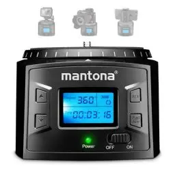 Produktbild: Mantona Elektrischer 360° Panoramakopf - Programmierbarer Stativkopf für Zeitraffer & Intervallaufnahmen, 2 kg Tragkraft, idealer Schwenkkopf für GoPro Action-Kameras & Smartphones