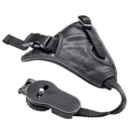 Produktbild: Mantona First Class Leder-Handschlaufe / Handgriff (mit Klickverschluss), Schwarz, 43g