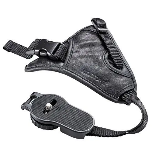Produktbild: Mantona First Class Leder-Handschlaufe / Handgriff (mit Klickverschluss), Schwarz, 43g