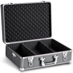 Produktbild: Mantona Foto-Koffer Basic M schwarz/metallic (mit 2 Trennstegen, abnehmbaren Tragegurt und abschließbar)