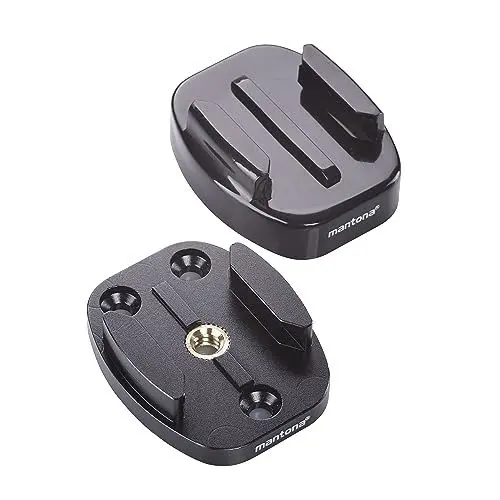 Produktbild: Mantona GoPro Schnellwechselplatten Set (2 Adapter 1/4 Zoll auf GoPro Schnellwechselsystem, für GoPro Hero 11 10 9 8 7 6 5 4 3+ 3 2 1 und andere kompatible Action Cams)
