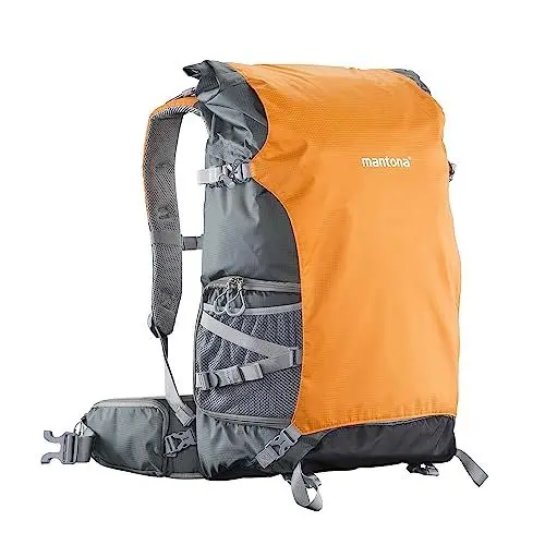 Produktbild: Mantona Kamerarucksack elementsPro 50 - Professioneller Outdoor-Kamerarucksack mit anpassbaren Innenfächer, viel Stauraum für 2 Kameras und Zubehör, Laptop bis 15 Zoll, inkl. abnehmbarer Regenhülle