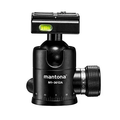 Produktbild: Mantona Onyx 12 Kugelkopf (M1-3612A) Arca-Swiss kompatible Schnellwechselplatte 50 mm, professionelle Verarbeitung für DSLR, spiegellose Kamera, Systemkamera, Digitalkamera, Camcorder schwarz