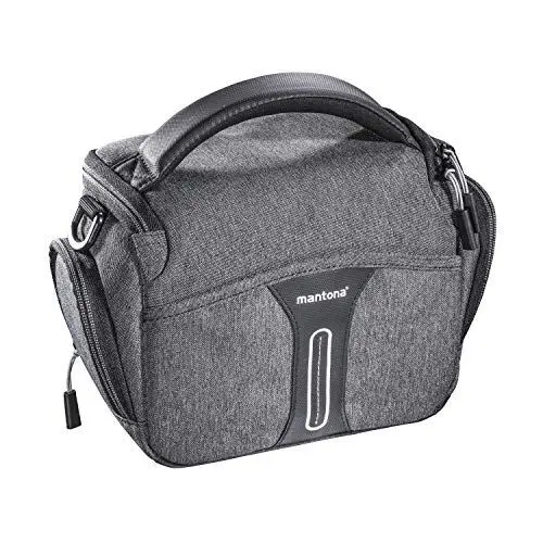 Produktbild: Mantona Kameratasche Tallinn Gr. L anthrazit, Fototasche inkl. gepolstertem Schultergurt, Camera Bag mit Trennstegen und Regenschutzhülle, tragbar als Schultertasche, Handtasche und Gürteltasche