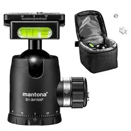 Produktbild: mantona Fortress Kugelkopf mit 34 mm Kugel I 360° Panorama-Funktion & 3 Wasserwaagen I mit Arca Swiss kompatibler Schnellwechselplatte I hohe Traglast bis max. 10kg I praktische Friktionswegkontrolle