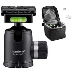 Produktbild: mantona Fortress Kugelkopf mit 40 mm Kugel I 360° Panorama-Funktion & 3 Wasserwaagen I mit Arca Swiss kompatibler Schnellwechselplatte I hohe Traglast bis max. 15kg I praktische Friktionswegkontrolle