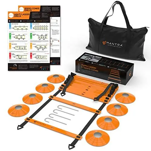 Produktbild: Fussball Trainingszubehör Kinder & Erwachsene, Koordinationsleiter mit Fussball Hütchen Set, 8 Hütchen Fußball Trainingsset mit Trainingsleiter, Zubehör Training Boxen, Basketball & Handball Trainer