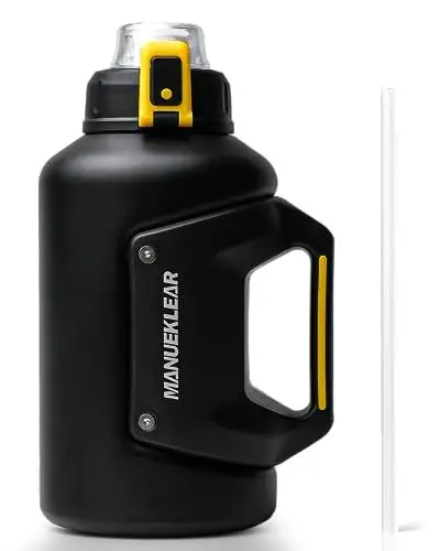 Produktbild: MANUEKLEAR 40oz isolierte Wasserflasche mit Griff, Double Vacuum 40 oz isolierte Wasserflaschen mit Strohhalm für Männer und Frauen, Metall Wasserflasche für Sport Outdoor Gym (Dunkle Nacht)