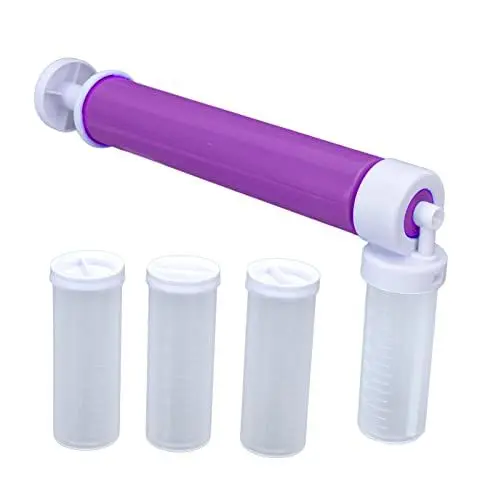 Produktbild: Manuelle Glitzerpumpe mit 4 Fläschchen, manuelle Airbrush für Kuchen, Glitzerdekorationswerkzeuge, manueller Kuchenstaub, Multifunktions-Kunststoff-Kuchenfarbsprüher zum Backen von Desserts(Violett)
