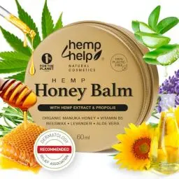 Produktbild: Manuka-Honig-Hanf-Salbe für Neurodermitis & Ekzeme, Schuppen - Propolis, Bienenwachs, Aloe Vera- Dermatologisch Empfohlen, Heilt Trockene, Rissige Haut Besuche den Hemp Help HEMP COSMETIC-Store