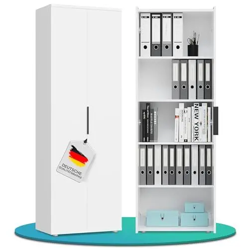 Produktbild: MANUMA Mehrzweckschrank 60 cm breit Flurschrank Vorratsschrank - Aufbewahrungsschrank 5 Fächer - Hochschrank Haushaltsschrank