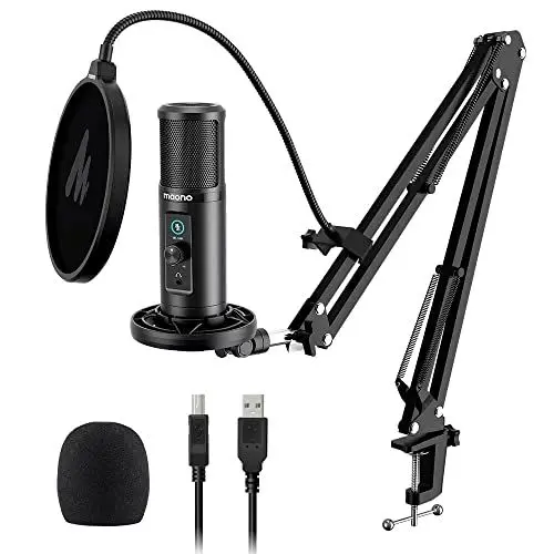 Produktbild: USB Mikrofon PC, Maono AU-PM422 Mikrofon mit Arm Cardioid Kondensatormikrofon mit Mute Button, Kopfhöreranschluss, 192KHZ/24BIT für Aufnahmen Streaming Podcast Gaming YouTube, für PS4/5, PC, MAC