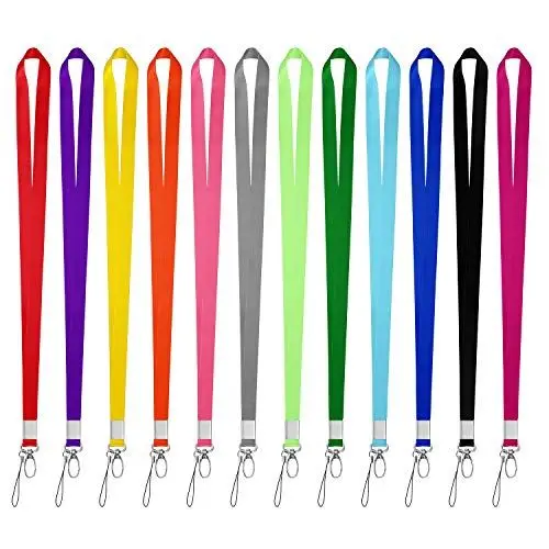 Produktbild: MaoXinTek Schlüsselband Umhängeband Lanyards Nylon Ausweishalter Kartenhülle mit Abnehmbarer Gürtelschnalle 12 Stück Ausweishülle für Mobile Handys, Schlüssel, Büro ID Karte (47cm, 12 Mehrfarbig)