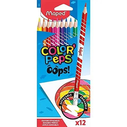 Produktbild: Maped,832812,- AA8Radierbare Drei-Kant-Buntstifte,Farbstifte COLOUR'PEPS OOPS- 12x Stifte
