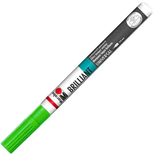 Produktbild: Marabu 01210008155 - Brilliant Painter, kiwi 155, Strichstärke ca. 0,8 mm, Universeller Lackmalstift, glänzend, deckend, wetterfest, lichtecht, schnell trocknend, für verschiedene Oberflächen