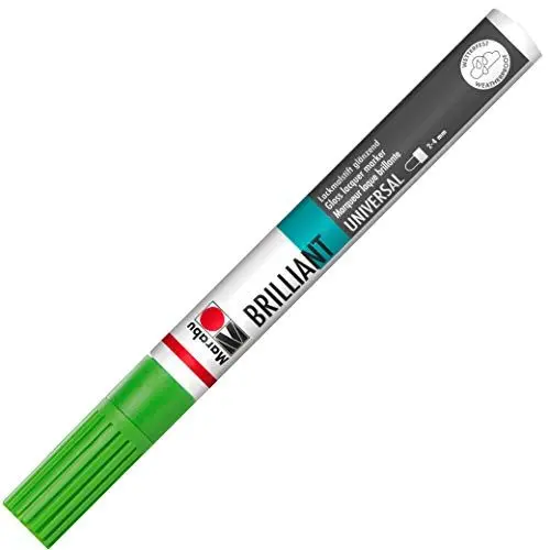 Produktbild: Marabu 01210032155 - Brilliant Painter, kiwi 155, Strichstärke ca. 2 - 4 mm, Universeller Lackmalstift, glänzend, deckend, wetterfest, lichtecht, schnell trocknend, für verschiedene Oberflächen
