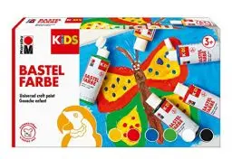 Produktbild: Marabu 0304000000001 - Kids Set 6x 80 ml Bastelfarbe für Kinder ab 3 Jahre, parabenfrei, vegan, gut deckend, schnell trocknend auf Papier, Holz, Stein, auswaschbar aus den meisten Textilien bei 30°