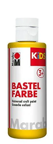 Produktbild: Marabu 03040004019 - Kids Bastelfarbe gelb 80 ml, Farbe für Kinder ab 3 Jahre zum Basteln und Malen, parabenfrei, vegan, gut deckend, schnell trocknend auf Papier, Holz, Stein, auswaschbar