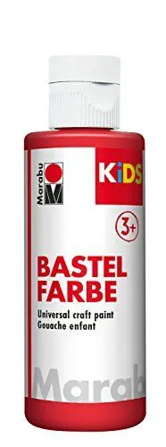 Produktbild: Marabu 03040004031 - Kids Bastelfarbe kirschrot 80 ml, Farbe für Kinder ab 3 Jahre zum Basteln und Malen, parabenfrei, vegan, gut deckend, schnell trocknend auf Papier, Holz, Stein, auswaschbar