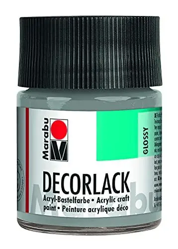 Produktbild: Marabu 11300005782 - Decorlack Acryl Metallic-Silber 782, 50 ml, hochglänzender Acryllack auf Wasserbasis, wetterfest, speichelfest, zum Malen, Schablonieren und für Serviettentechnik