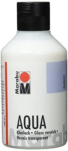 Produktbild: Marabu 11350013000 - Farbloser aqua Klarlack, transparent 250 ml Flasche, hochglänzender Acryl - Lack auf Wasserbasis, für Hobby und Freizeit, zum Lackieren vieler Bastelarbeiten und Materialien