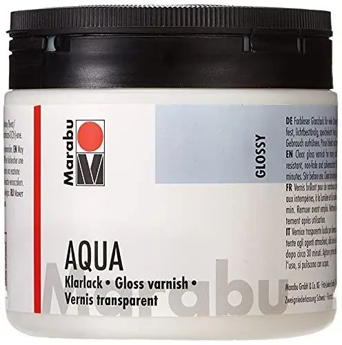 Produktbild: Marabu 11350075000 - Farbloser aqua Klarlack, transparent 500 ml Dose, hochglänzender Acryl-Lack auf Wasserbasis, für Hobby und Freizeit, zum Lackieren vieler Bastelarbeiten und Materialien