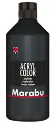 Produktbild: Marabu 12010075073 - Acryl Color schwarz 500 ml, cremige Acrylfarbe auf Wasserbasis, schnell trocknend, lichtecht, wasserfest, zum Auftragen mit Pinsel und Schwamm auf Leinwand, Papier und Holz
