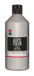 Produktbild: Marabu 12010075082 - Acryl Color silber 500 ml, cremige Acrylfarbe auf Wasserbasis, schnell trocknend, lichtecht, wasserfest, zum Auftragen mit Pinsel und Schwamm auf Leinwand, Papier und Holz