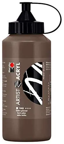 Produktbild: Marabu 12200075948 - Artist Acryl, Umbra gebrannt 500 ml, feine Acrylfarbe in Künstlerqualität, auf Wasserbasis, pastose Konsistenz, hoch pigmentiert, sehr gute Brillanz und Deckkraft