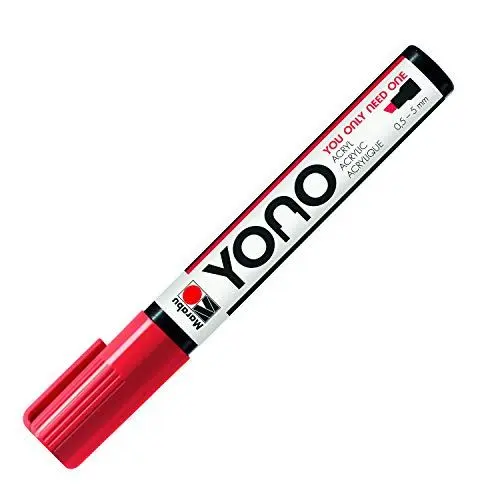Produktbild: Marabu 12400102125 - YONO Marker, Kirsche 125, vielseitiger Acrylstift mit japanischer Keilspitze 0,5 - 5 mm, wasserbasiert, lichtecht und wasserfest, für nahezu alle Untergründe