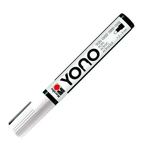 Produktbild: Marabu 12400103070 - YONO Marker, Weiß 070, vielseitiger Acrylstift mit japanischer Rundspitze 1,5 - 3 mm, wasserbasiert, lichtecht und wasserfest, für nahezu alle Untergründe