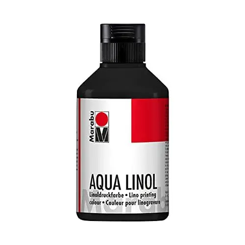 Produktbild: Marabu 15100013073 - Linoldruckfarbe auf Wasserbasis, wischfest, Schwarz, 250 ml, für alle Hochdrucktechniken in der Schule, Freizeit und Grafik