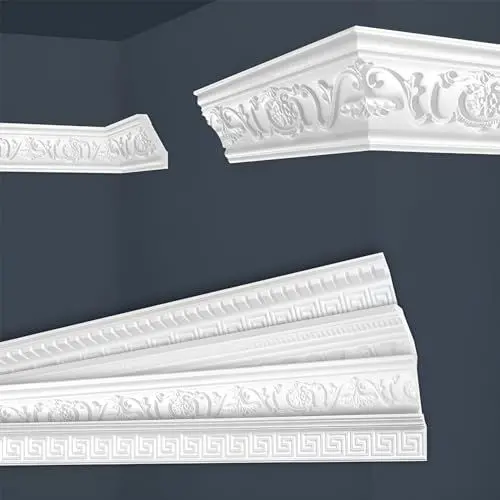 Produktbild: Marbet Deckenleisten weiß Sparpaket aus Styropor EPS - Stuckleisten gemustert, im traditionellen Design - (30 Meter B-26) Zierleiste Eckleiste Eckprofile Stuck