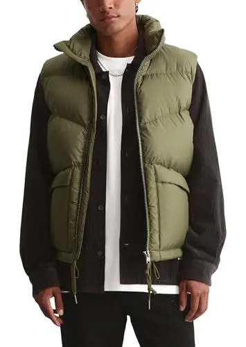 Produktbild: Marc O'Polo Denim Herren Steppweste mit Stehkragen wasserabweisend, Grün (Capulet Olive), XL