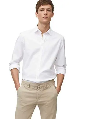 Produktbild: Marc OߴPolo Herren Hemd aus Baumwolle langarm, Weiß (White), XS