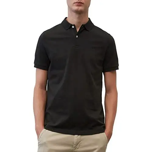 Produktbild: Marc OߴPolo Herren Kurzarm-Poloshirt mit Stretch-Anteil Shaped Fit, Schwarz (Black), 3XL