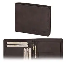 Produktbild: Marc Peter® Echt-Leder Geldbörse Hanover | Geldbeutel für Herren mit RFID-Schutz | Groß 10 Fächer Portmonee | Vintage Braun Portemonnaie